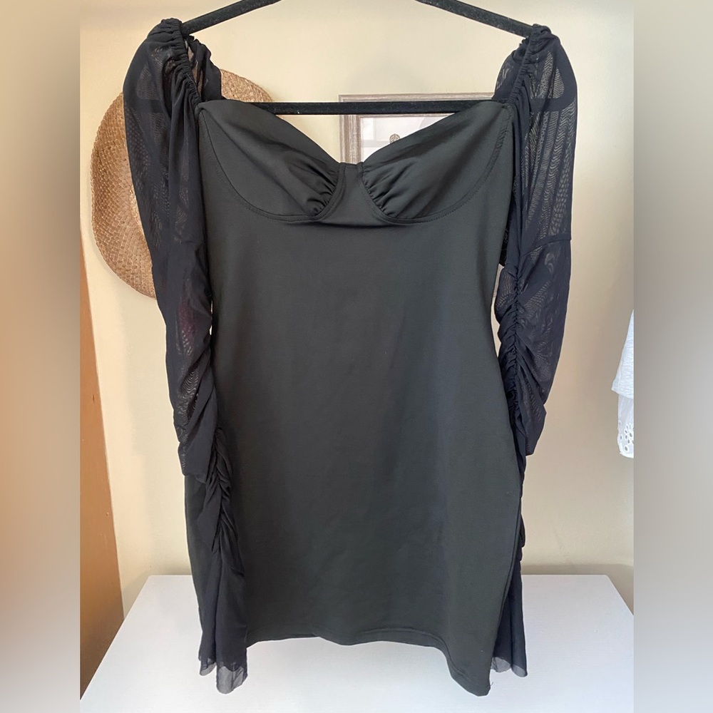 Black body on dress with mesh sleeves, SHEIN, size Small